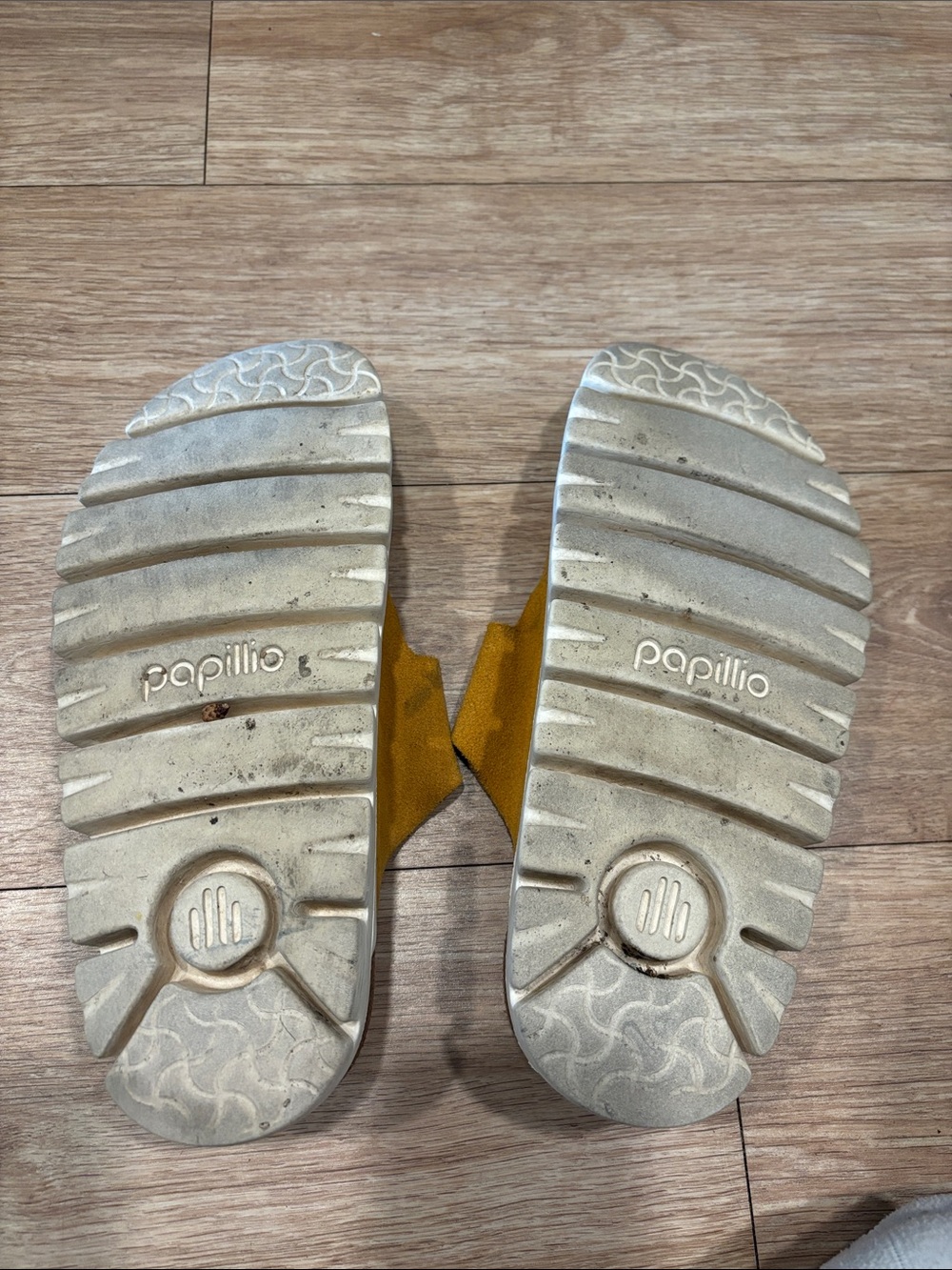 Papillio Mustard Yellow Suede Platform Sandals (Arizona chunky Birkenstock) - Picture 4 of 6